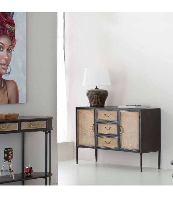 APARADOR 120 X 41 ALKA METAL NEGRO Y ORO VIEJO