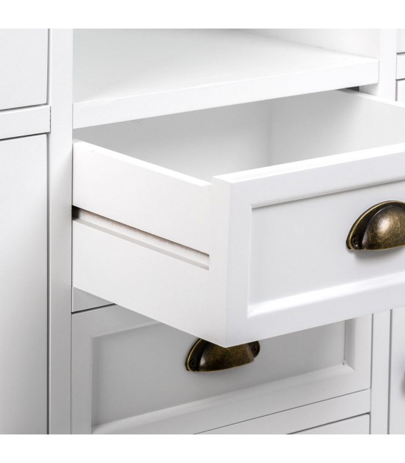 VITRINA 115 X 35 X 131 MIRLO MADERA NATURAL Y BLANCO 4 PUERTAS