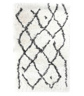 ALFOMBRA 120 X 180 ALTAMIRA POLIESTER  PELO BLANCA Y NEGRA