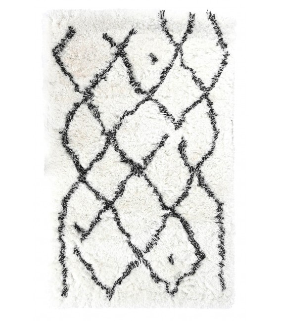 ALFOMBRA 120 X 180 ALTAMIRA POLIESTER  PELO BLANCA Y NEGRA