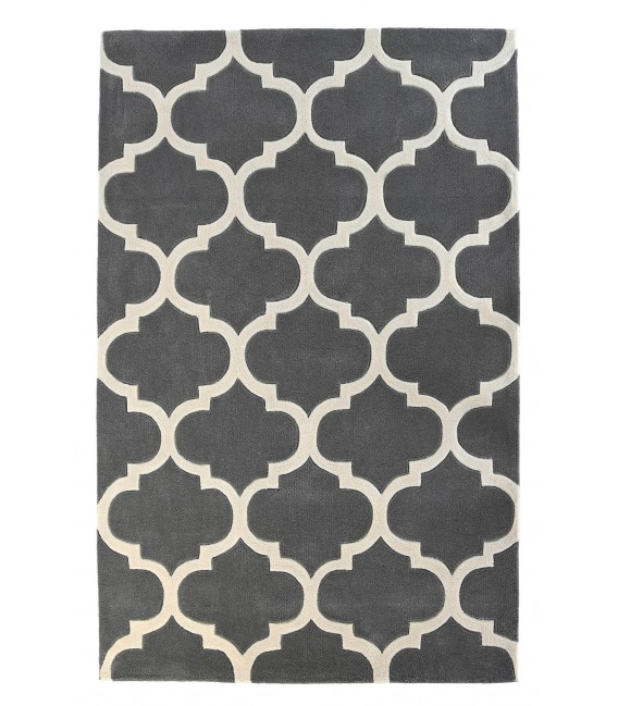 ALFOMBRA 180 X 120 MEZQUITA POLIESTER GRIS Y BLANCO