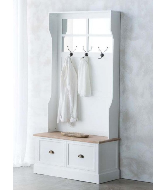 PERCHERO 92 X 40 MIRLO MADERA NATURAL Y BLANCO