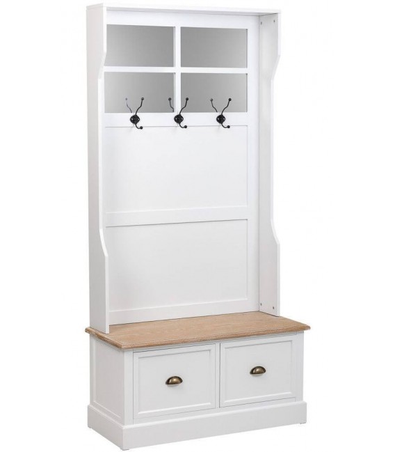 PERCHERO 92 X 40 MIRLO MADERA NATURAL Y BLANCO