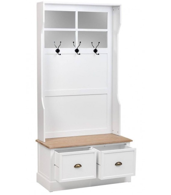 PERCHERO 92 X 40 MIRLO MADERA NATURAL Y BLANCO