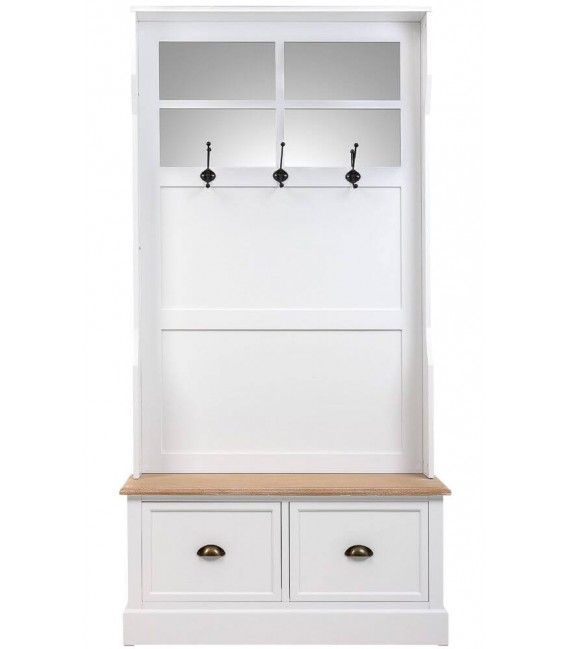 PERCHERO 92 X 40 MIRLO MADERA NATURAL Y BLANCO