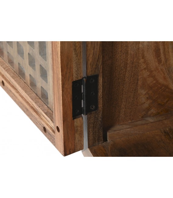 MESITA DE NOCHE 50 X 40 LISTONES MADERA NATURAL METAL NEGRO