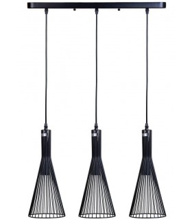 LAMPARA DE TECHO 58 X 17 ALKA CONOS METAL NEGRO