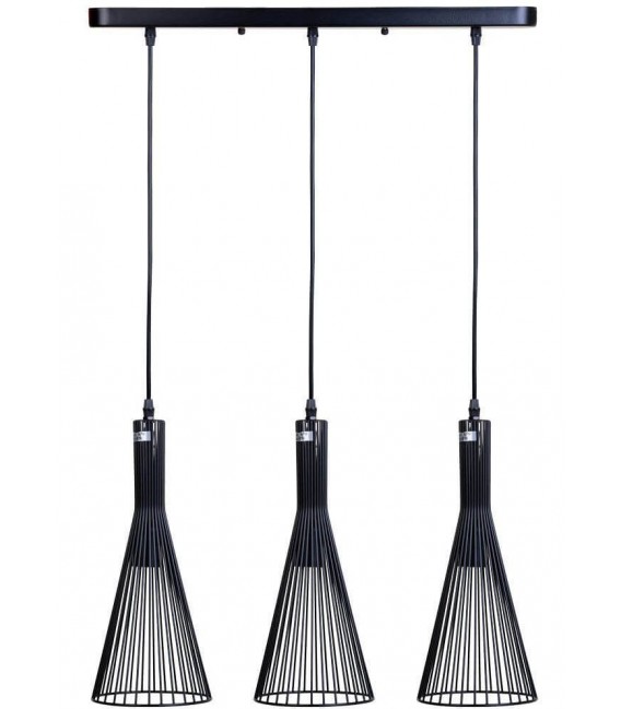 LAMPARA DE TECHO 58 X 17 ALKA CONOS METAL NEGRO