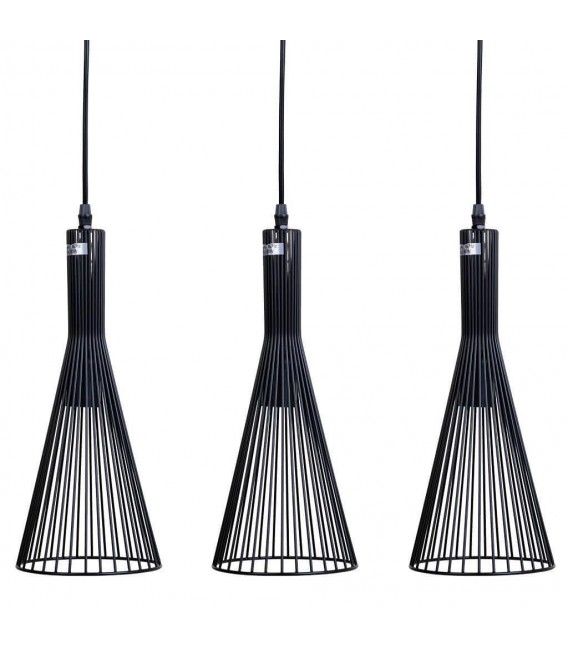 LAMPARA DE TECHO 58 X 17 ALKA CONOS METAL NEGRO