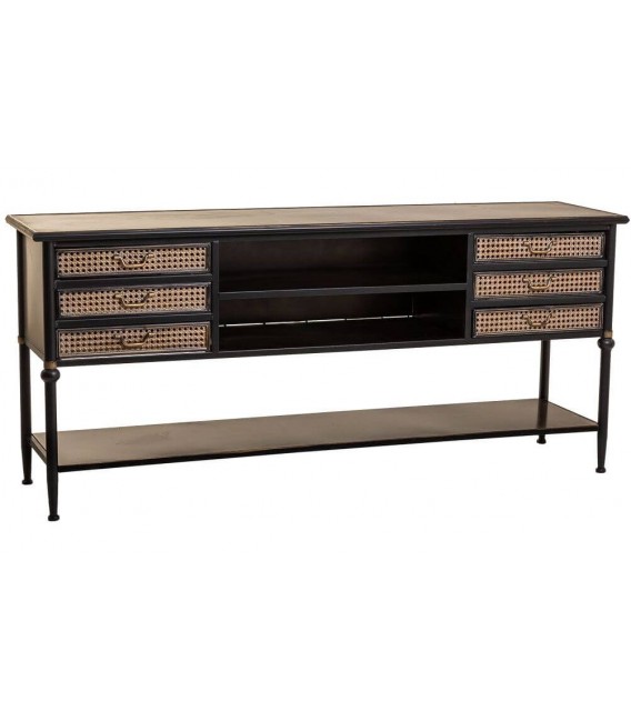 CONSOLA 185 X 45 ALKA METAL NEGRO Y ORO VIEJO