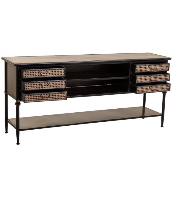 CONSOLA 185 X 45 ALKA METAL NEGRO Y ORO VIEJO