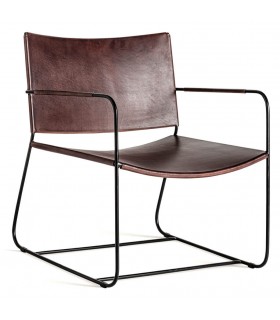 SILLON 62 X 68 ZELL METAL NEGRO PIEL MARRON