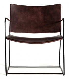 SILLON 62 X 68 ZELL METAL NEGRO PIEL MARRON