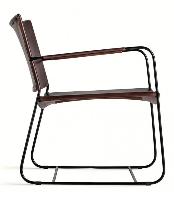 SILLON 62 X 68 ZELL METAL NEGRO PIEL MARRON