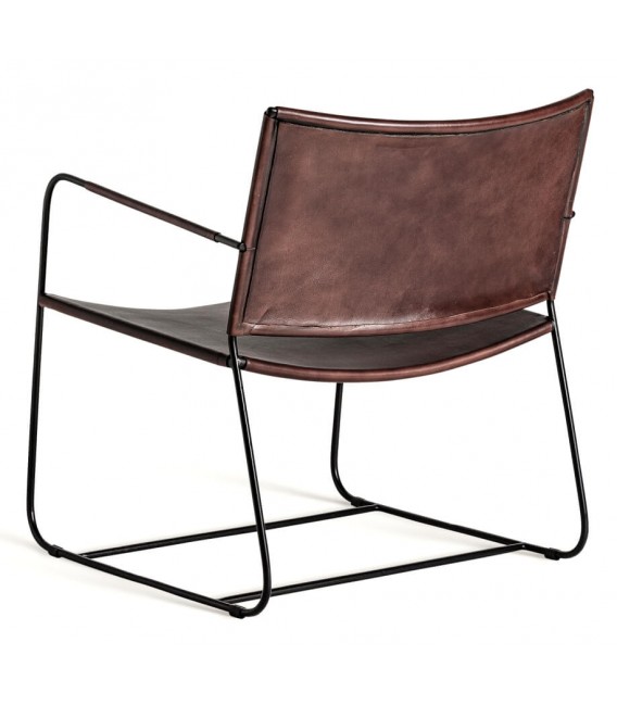 SILLON 62 X 68 ZELL METAL NEGRO PIEL MARRON