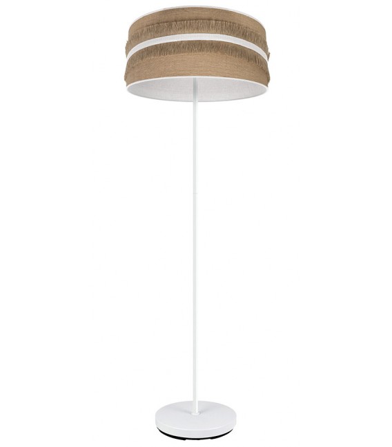 LAMPARA DE PIE 40 Ø NATALIA BLANCO TELA DE SACO Y BLANCO