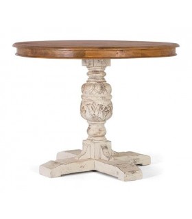 MESA DE COMEDOR 100 Ø PAOLA MADERA BLANCO ROZADO NATURAL