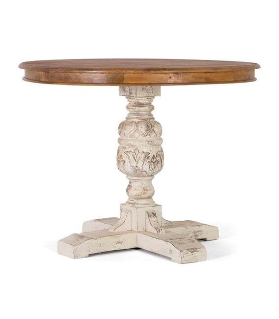 MESA DE COMEDOR 100 Ø PAOLA MADERA BLANCO ROZADO NATURAL