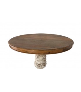 MESA DE COMEDOR 100 Ø PAOLA MADERA BLANCO ROZADO NATURAL