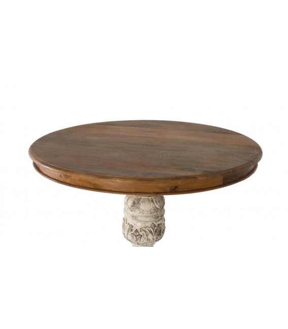 MESA DE COMEDOR 100 Ø PAOLA MADERA BLANCO ROZADO NATURAL