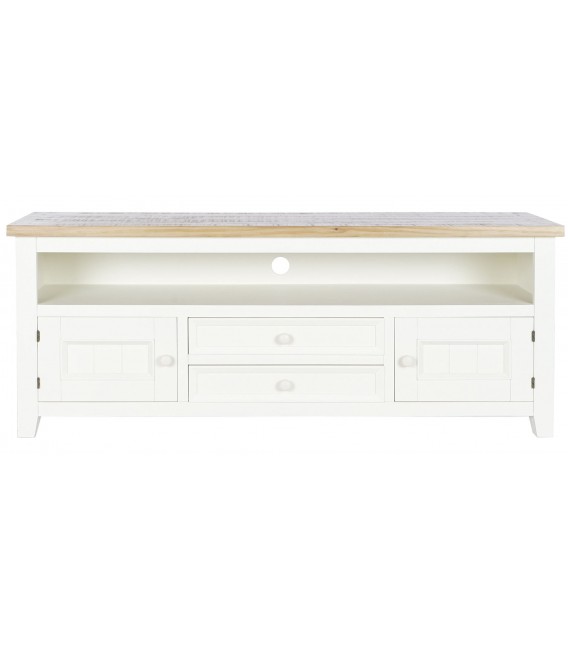 MUEBLE DE TV 135 X 35 RUFET MADERA PAULONIA NATURAL Y BLANCO