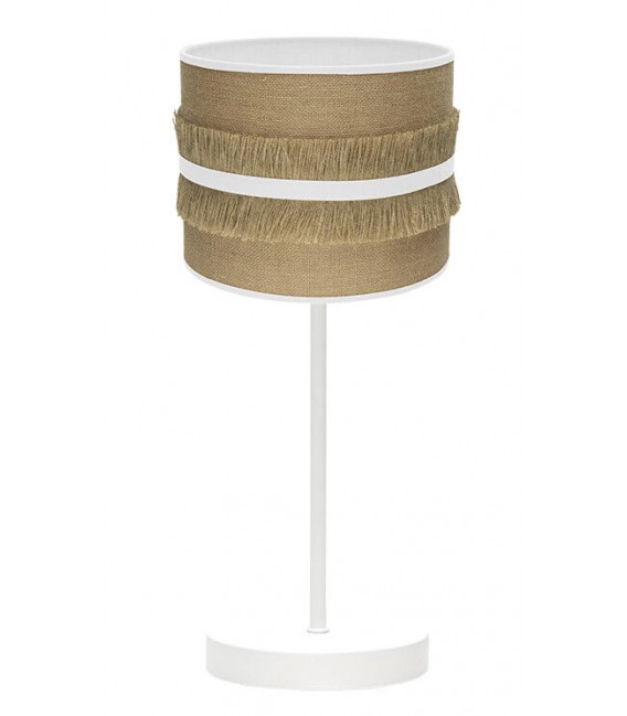 LAMPARA DE SOBREMESA 17 Ø NATALIA TELA DE SACO Y BLANCO