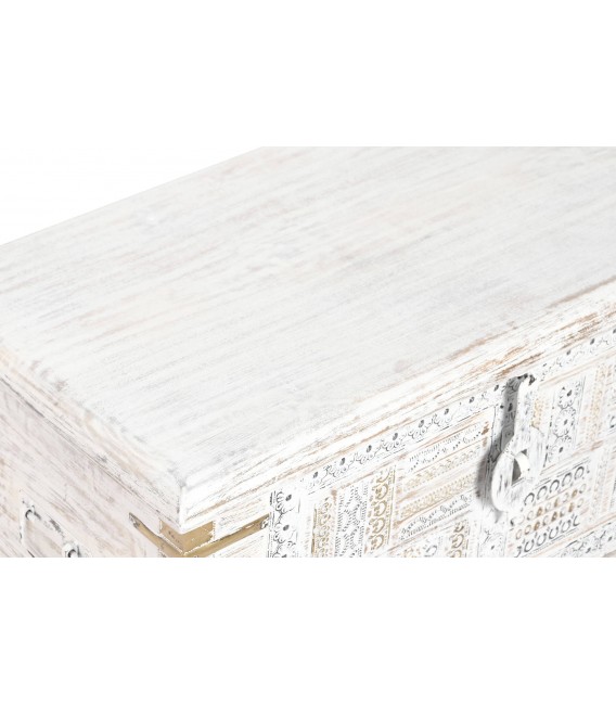 BAUL 80 X 40 PATERNA MADERA BLANCO METAL ORO