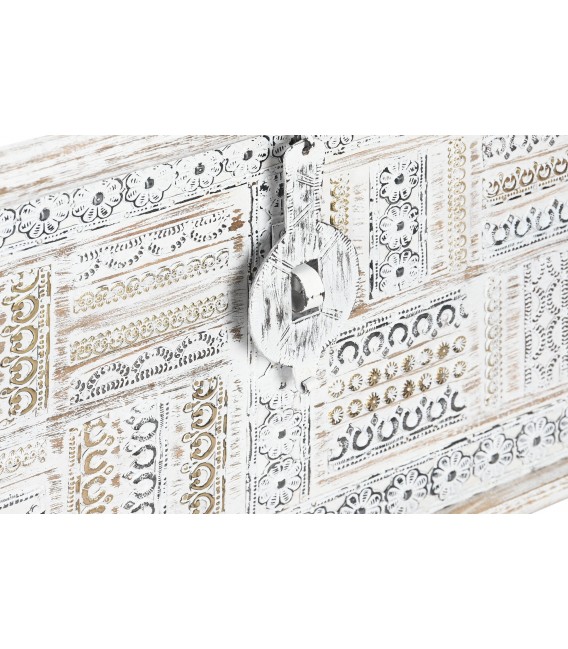 BAUL 80 X 40 PATERNA MADERA BLANCO METAL ORO
