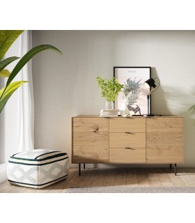 APARADOR 160 X 45 SULTA METAL NEGRO MADERA NATURAL