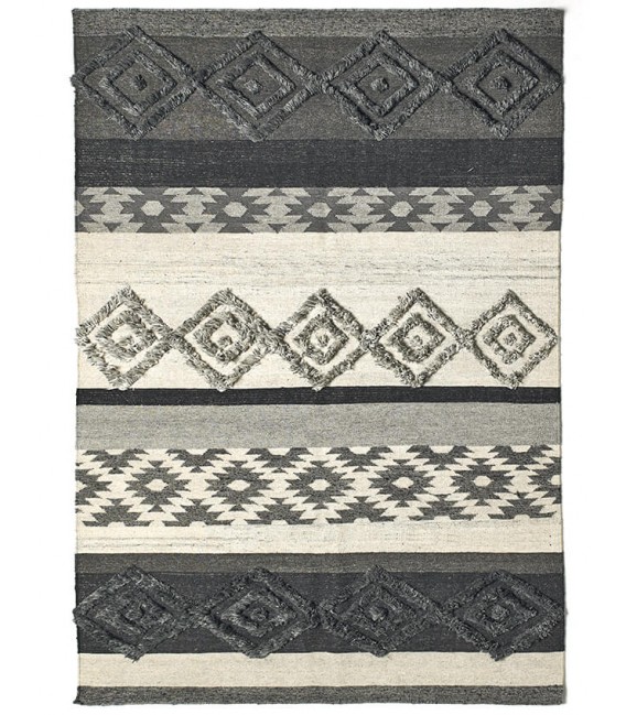 ALFOMBRA 300 X 200 KILIM CARBON VISCOSA LANA Y ALGODON