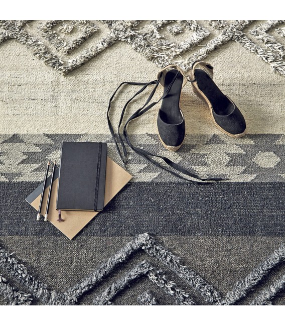ALFOMBRA 300 X 200 KILIM CARBON VISCOSA LANA Y ALGODON