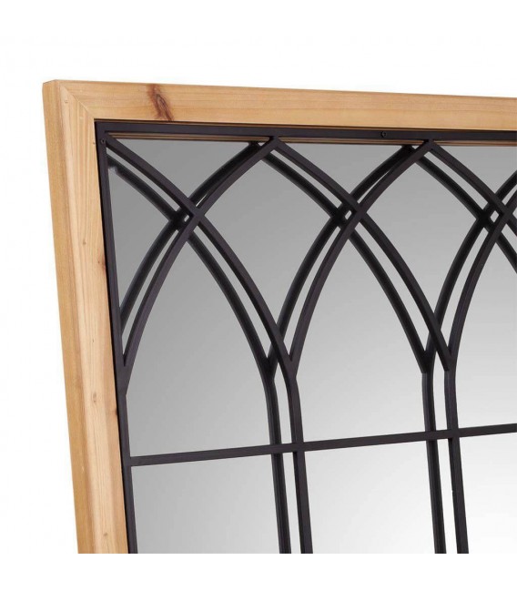 ESPEJO 60 X 90 CATEDRAL MADERA NATURAL METAL NEGRO