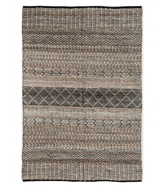 ALFOMBRA 300 X 200 KELLA ALGODON NEGRO CAÑAMO NATURAL