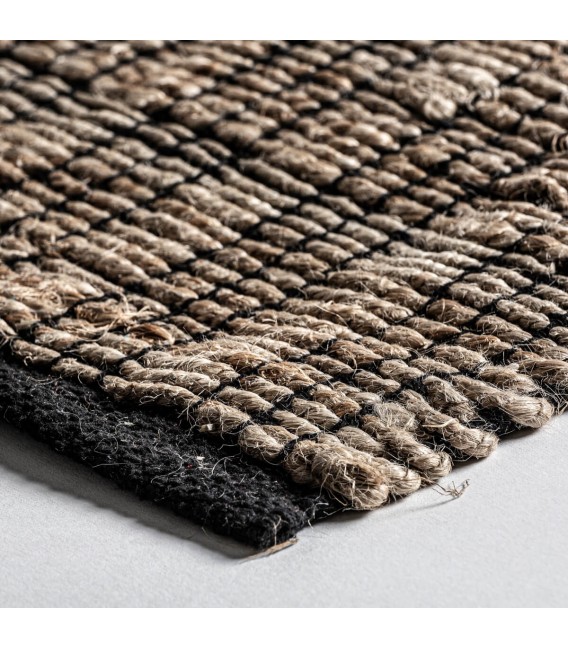 ALFOMBRA 300 X 200 KELLA ALGODON NEGRO CAÑAMO NATURAL