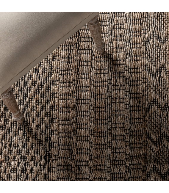 ALFOMBRA 300 X 200 KELLA ALGODON NEGRO CAÑAMO NATURAL