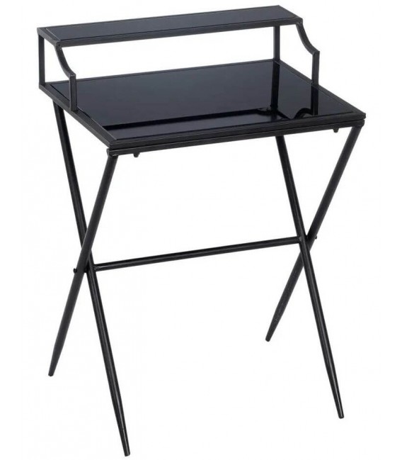 MESA CONSOLA 45 X 35 GAULIA METAL NEGRO CRISTAL NEGRO