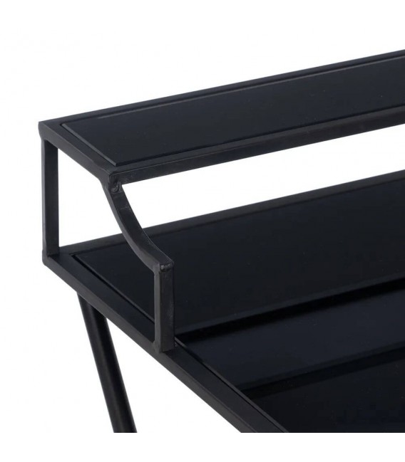 MESA CONSOLA 45 X 35 GAULIA METAL NEGRO CRISTAL NEGRO