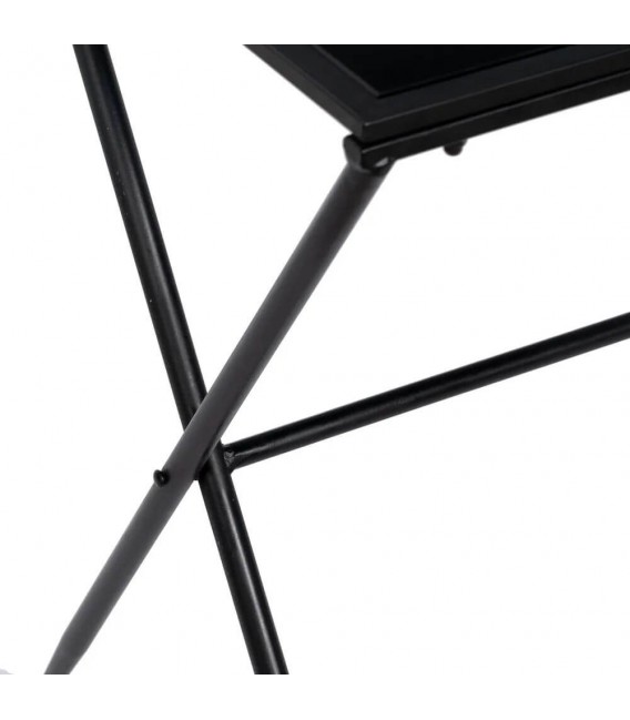 MESA CONSOLA 45 X 35 GAULIA METAL NEGRO CRISTAL NEGRO