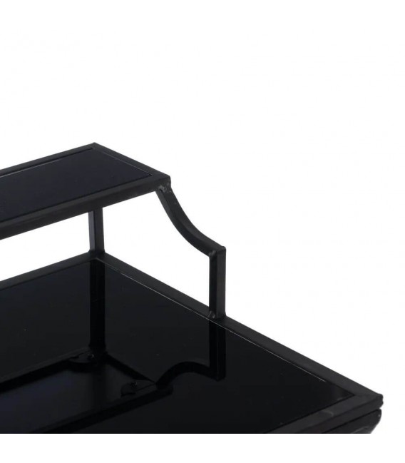 MESA CONSOLA 45 X 35 GAULIA METAL NEGRO CRISTAL NEGRO