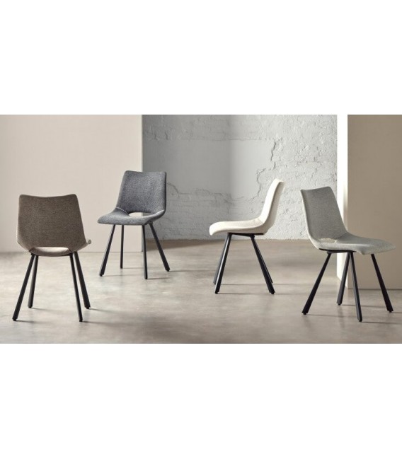 SILLA 57 X 47 BRIANA METAL NEGRO TELA BEIGE