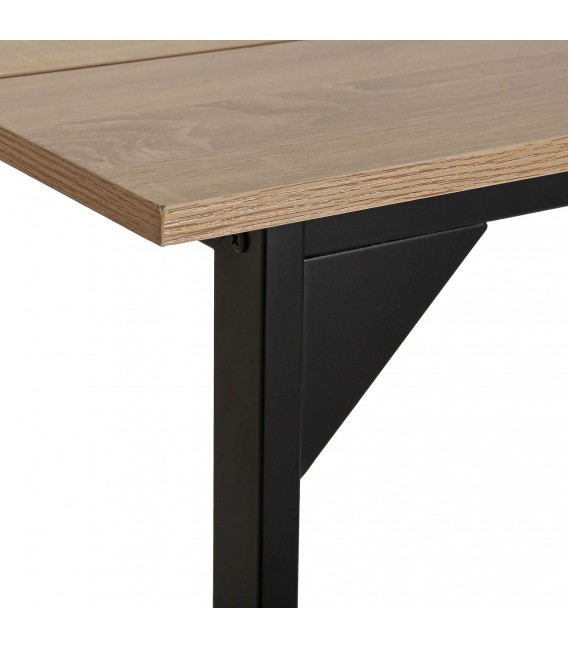 MESA DE COMEDOR 165 X 75 COLLINS MELAMINA ROBLE METAL NEGRO