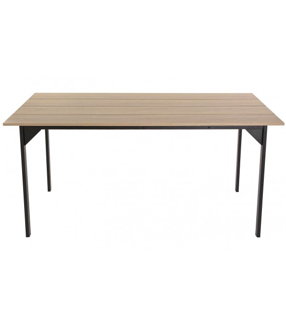 MESA DE COMEDOR 165 X 75 COLLINS MELAMINA ROBLE METAL NEGRO