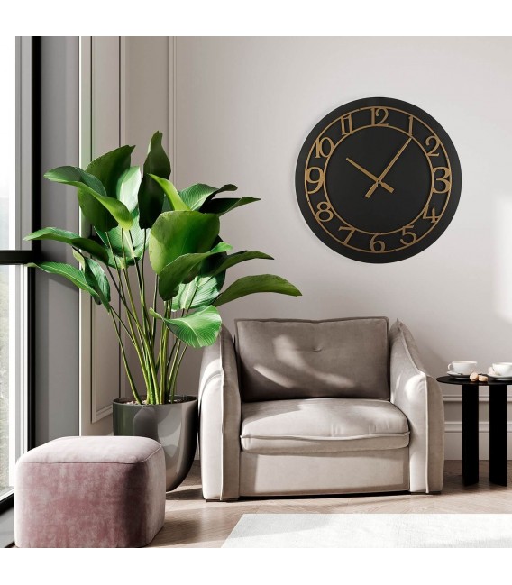 RELOJ 60 Ø MARENGO MADERA NEGRA METAL ORO