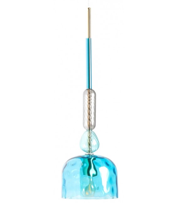 LAMPARA DE TECHO 20 Ø MICAH METAL ORO CRISTAL COLOR AZUL