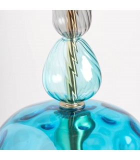 LAMPARA DE TECHO 20 Ø MICAH METAL ORO CRISTAL COLOR AZUL