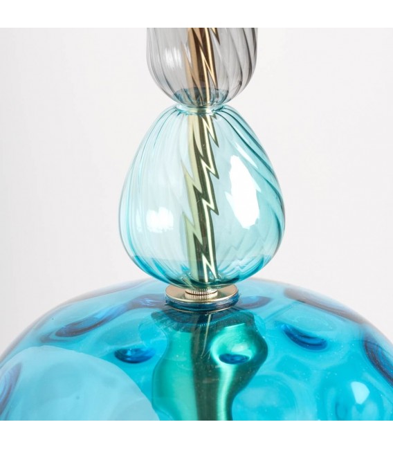 LAMPARA DE TECHO 20 Ø MICAH METAL ORO CRISTAL COLOR AZUL