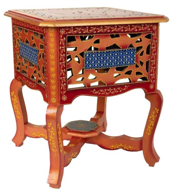 MESITA AUXILIAR 38 X 38 ARAPEA ARTESANAL PINTADA A MANO