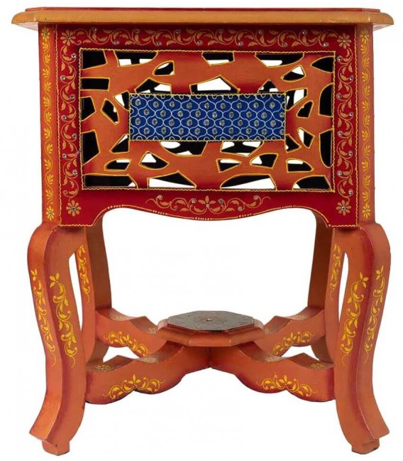 MESITA AUXILIAR 38 X 38 ARAPEA ARTESANAL PINTADA A MANO