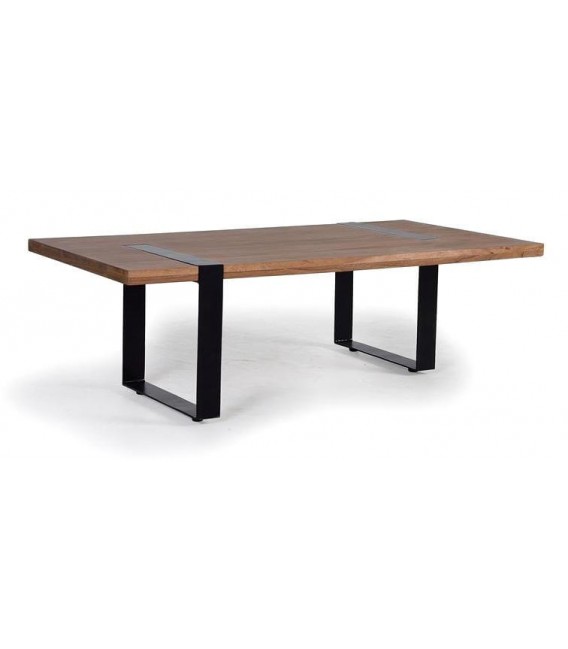 MESA DE CENTRO 115 X 60 TAURA MADERA NATURAL METAL NEGRO