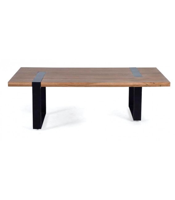 MESA DE CENTRO 115 X 60 TAURA MADERA NATURAL METAL NEGRO